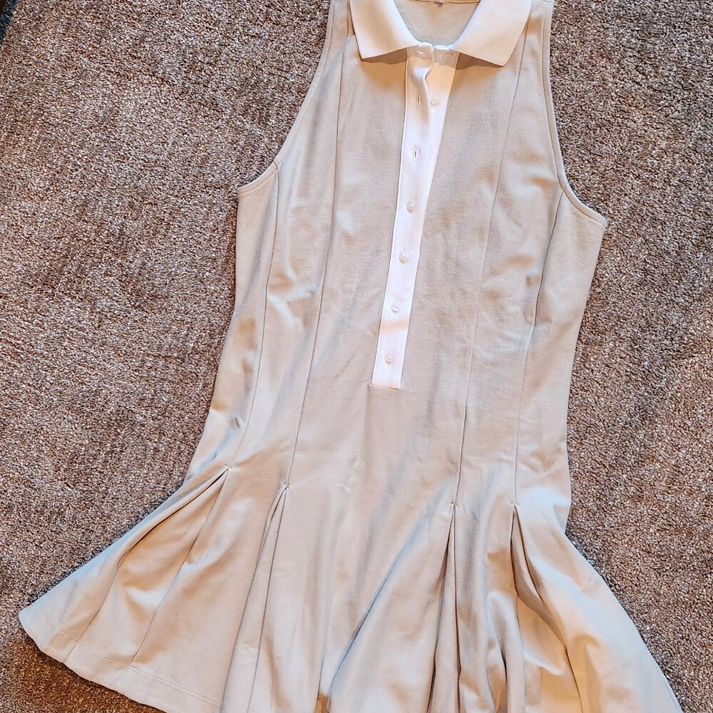 Calia Women's Box Pleat Polo Dress Small Khaki Sand Tennis Dress - Picture 4 of 4